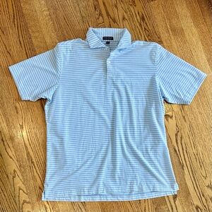Peter Millar Light Blue & White Striped Polo